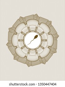 Brown abstract rosette with sperm icon inside
