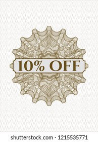 Brown abstract rosette with text 10% Off inside