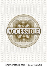 Brown abstract rosette with text Accessible inside