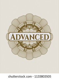 Brown abstract rosette with text Advanced inside