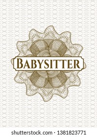 Brown abstract rosette with text Babysitter inside