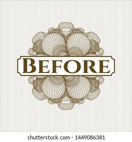 Brown abstract rosette with text Before inside