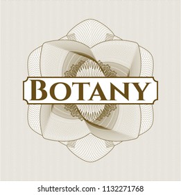 Brown abstract rosette with text Botany inside