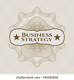 Brown abstract rosette with text Business Strategy inside