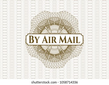 Brown abstract rosette with text By Air Mail inside