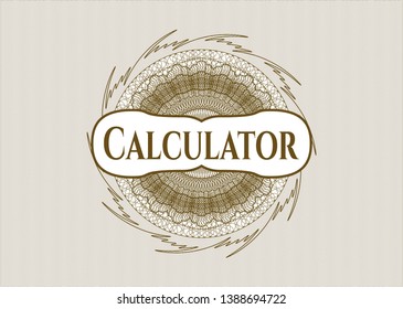 Brown abstract rosette with text Calculator inside
