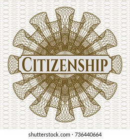 Brown abstract rosette with text Citizenship inside