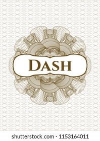 Brown abstract rosette with text Dash inside