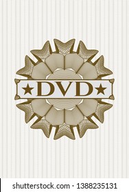 Brown abstract rosette with text DVD inside