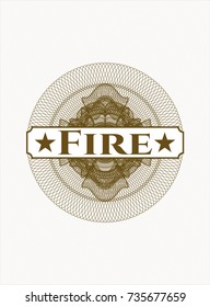 Brown abstract rosette with text Fire inside