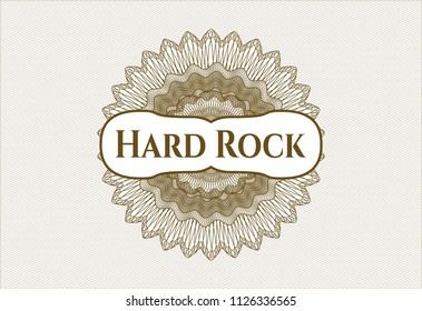 Brown abstract rosette with text Hard Rock inside