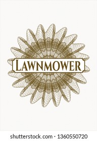 Brown abstract rosette with text Lawnmower inside