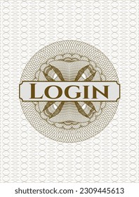 Brown abstract rosette with text Login inside