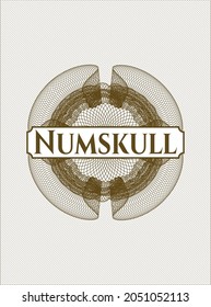 Brown abstract rosette with text Numskull inside