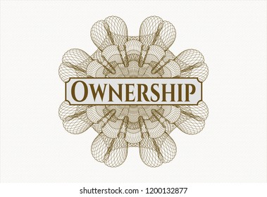 Brown abstract rosette with text Ownership inside