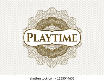 Brown abstract rosette with text Playtime inside