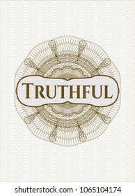 Brown abstract rosette with text Truthful inside