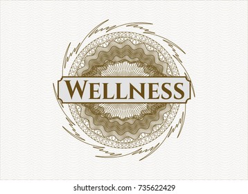 Brown abstract rosette with text Wellness inside