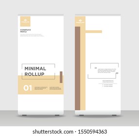 Brown Abstract Shapes Modern Exhibition Advertising Trend Business Roll Up Banner Stand Poster Brochure flat design template creative concept. Brown Roll Up EPS. Presentation