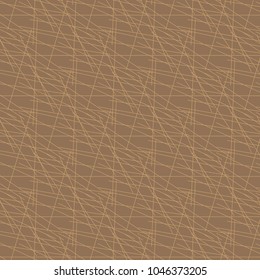 Brown abstract short lines on a beige background for textiles and wallpaper. 