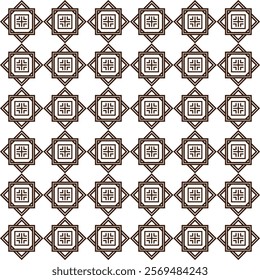 brown abstract tiled pattern with floral geometric accents and symmetry