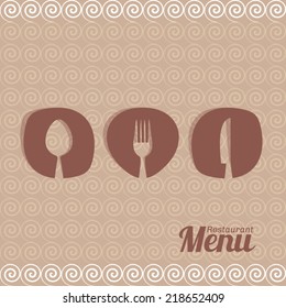 Brown abstract vector restaurant menu design with cutlery