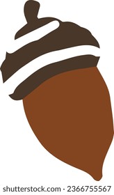 Brown acorn illustration. Clipart. Isolated element.	 