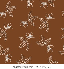 Brown acorn seamless pattern for fabric and textile