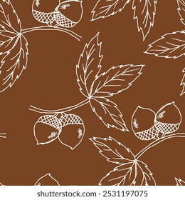 Brown acorn seamless pattern for fabric and textile