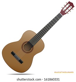 The brown acoustic guitar