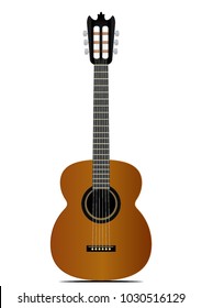 Brown Acoustic guitar on white  background. vector illustration/eps10