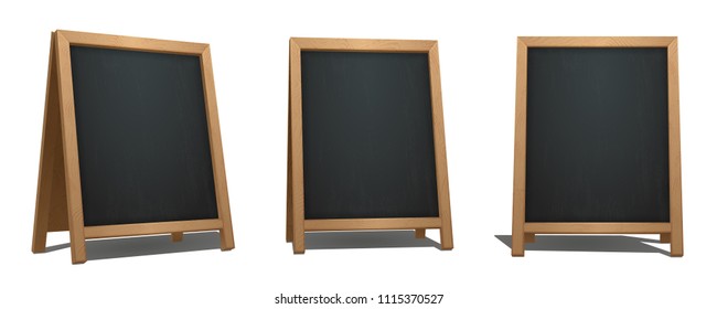 
Brown A-Frame Chalkboard from different angles. Bar signage for drinks, cocktails, dish of the day. Realistic street menu sign. Eps10 vector