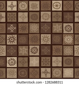 Brown african background with sun symbols