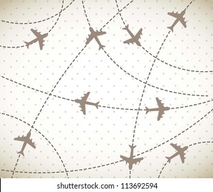 brown airplanes over vintage background. vector illustration