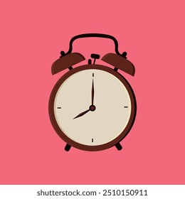 Brown alarm clock on orange background