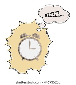 brown alarm clock in retro comic style