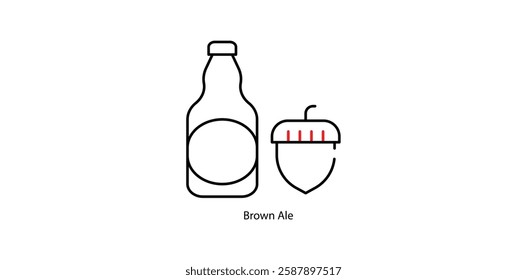 Brown Ale Vector Icon - Dark Malt Beer Glass with Bubbles