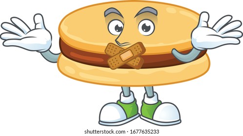 Brown alfajor cartoon character design concept showing silent gesture