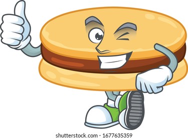 Brown alfajor cartoon character making Thumbs up finger