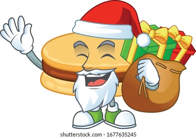 Brown alfajor Cartoon character of Santa with box of gift