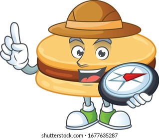 Brown alfajor an experienced explorer working using a compass