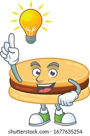 Brown alfajor mascot character design with have an idea cute gesture