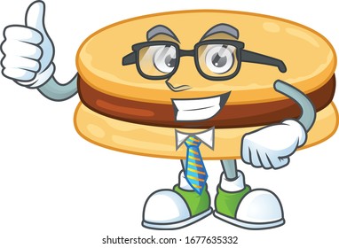 Brown alfajor successful Businessman cartoon design with glasses and tie