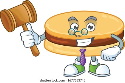 Brown alfajor wise judge cartoon character design with cute glasses