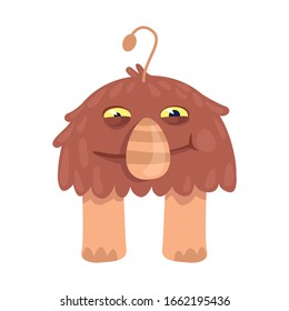 Brown alien flat cartoon vector illustration. Fantastic animal, unearthly creature. Ready to use 2d character template for commercial, animation, printing design. Isolated comic hero