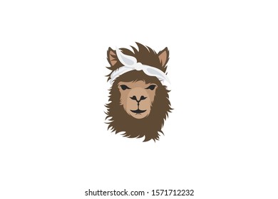 BROWN ALPACA HEAD LOGO VECTOR