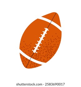 Brown American football ball. For American football designs, team sports, and outdoor activity themes. Vector illustration isolated on white background.