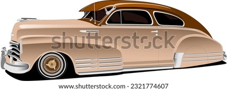 brown american muscle sports coupe style classic oldschool vintage retro antique lowrider car front side wheels vector illustration