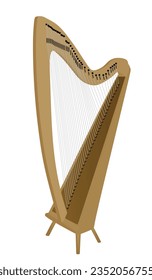 Brown ancient harp. vector illustration