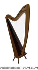 Brown ancient harp. vector illustration